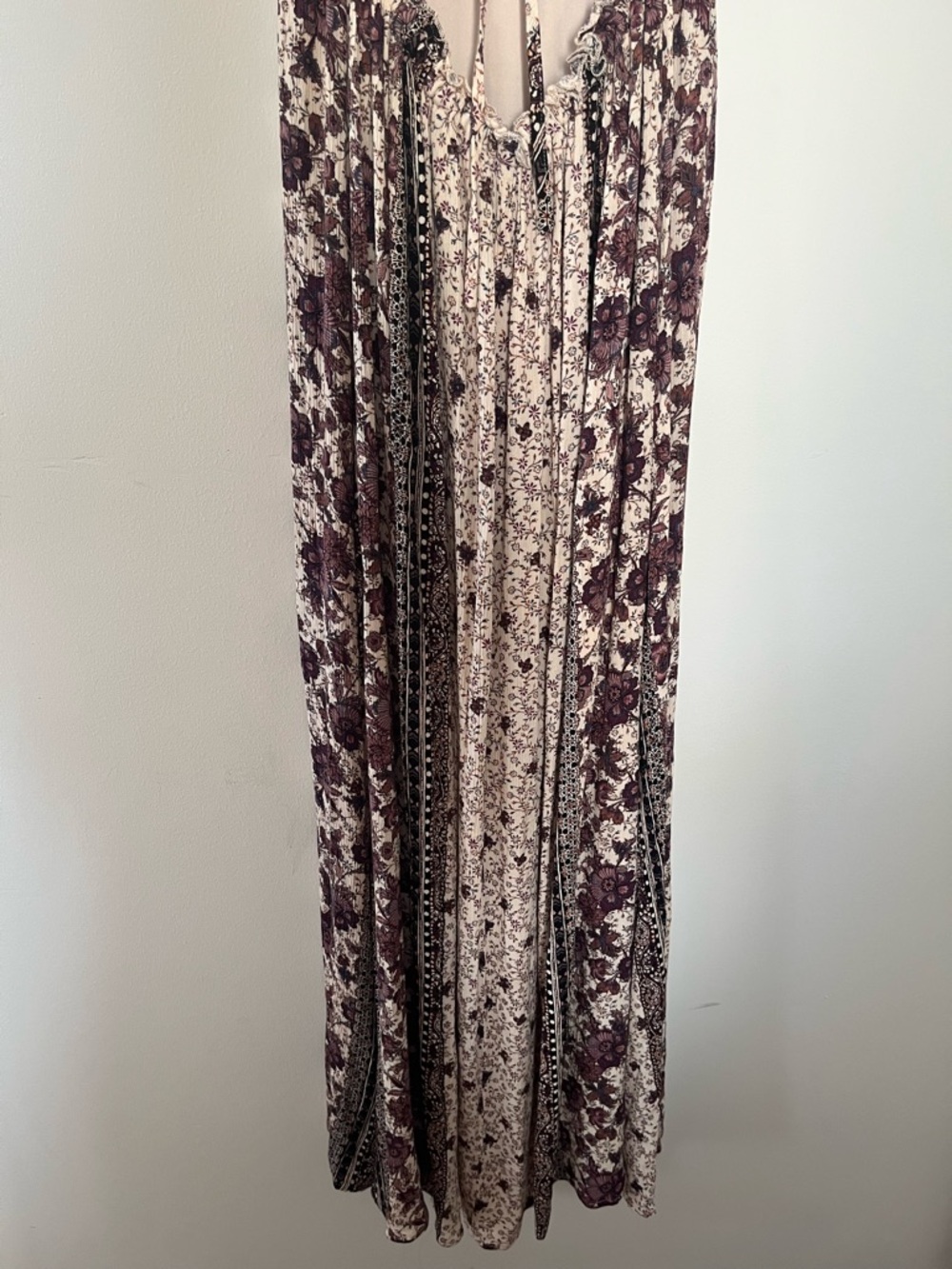 Boho Maxi Crochet Knit Dress Womens Medium Black Cream Floral Beach Festival - Picture 7 of 9